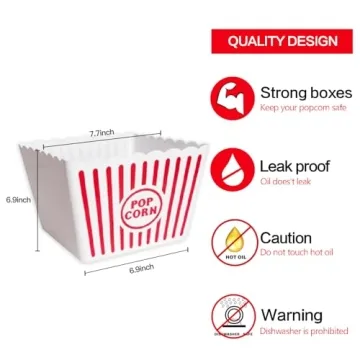 Classic Retro Popcorn Bowls for Movie Nights and Parties