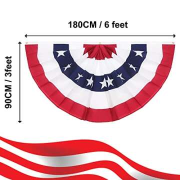 American Pleated Fan Flag, 3 X 6 Ft USA Patriotic Flag Bunting Half Fan Banner Decoration Indoor/Out...