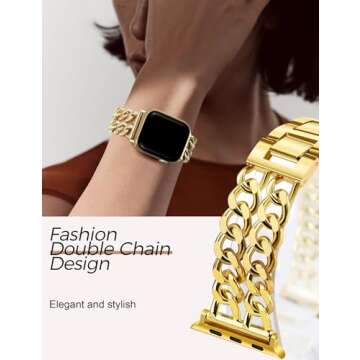 JR.DM Gold Watch Bands for Women Apple Watch Adjustable