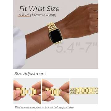 JR.DM Gold Watch Bands for Women Apple Watch Adjustable