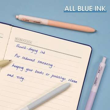 WRITECH Gel Pens 0.5mm Blue Ink Retractable Silent Click Pen