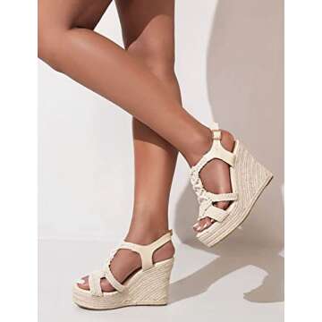 RUSAUISE Espadrille Wedge Sandals for Women Comfortable Strappy Platform Sandals Casual Summer Shoes