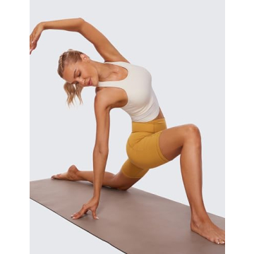 CRZ YOGA Seamless Ribbed High Neck Sports Bra Tank Top