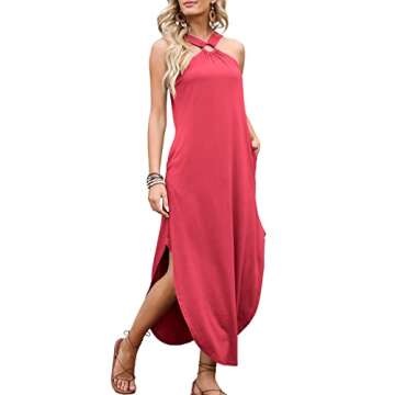 Stylish ANRABESS Summer Halter Neck Dress with Pockets