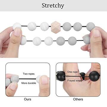 Weixiltc Bracelet Keychain Wristlet, Silicone Bead Key Ring Bracelet for Women (White)