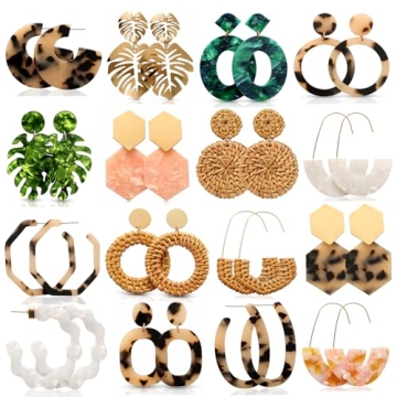 Trendy LANTAI 16 Pairs Earrings Set for Beach Vacations
