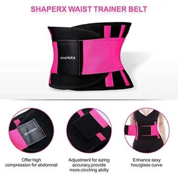 SHAPERX Women Waist Trainer Eraser Belt Tummy Control Waist Trimmer Slimming Belly Band Shaper, SZ8002-Rose-L