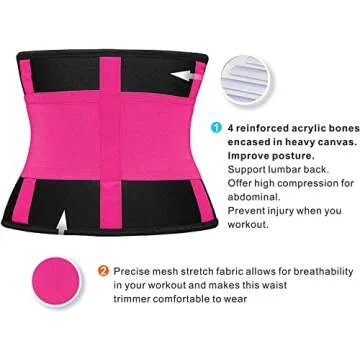 SHAPERX Women Waist Trainer Eraser Belt Tummy Control Waist Trimmer Slimming Belly Band Shaper, SZ8002-Rose-L