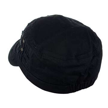 D&Y Unisex Cotton Distressed Layered Frayed Cadet Military Cap, Black