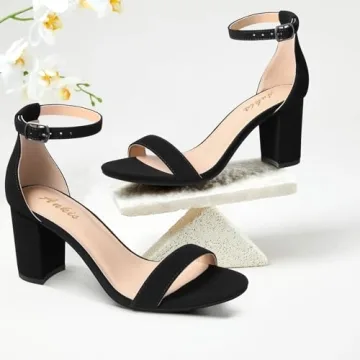 Ankis Black Chunky Heel Sandals for Women - Perfect Fit