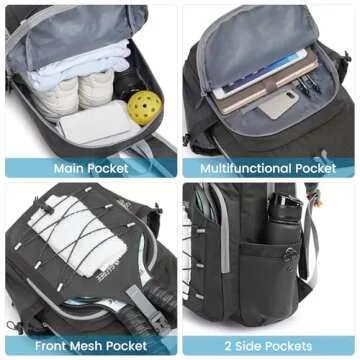 G4Free Lightweight Pickleball Bag, Pickleball Backpack for Men and Women, Adjustable Padel Bag Fits 2 to 4 Paddles, Shoulder Daypack for Sports(Dark Grey)