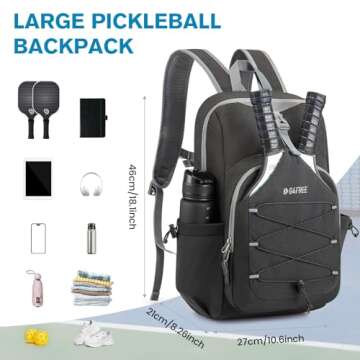 G4Free Lightweight Pickleball Bag, Pickleball Backpack for Men and Women, Adjustable Padel Bag Fits 2 to 4 Paddles, Shoulder Daypack for Sports(Dark Grey)