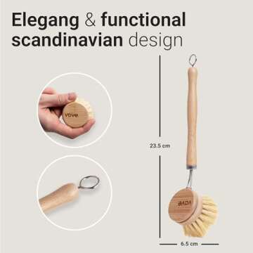 Vove Bamboo Dish Brush - Eco-Friendly & Durable Cleaning Tool