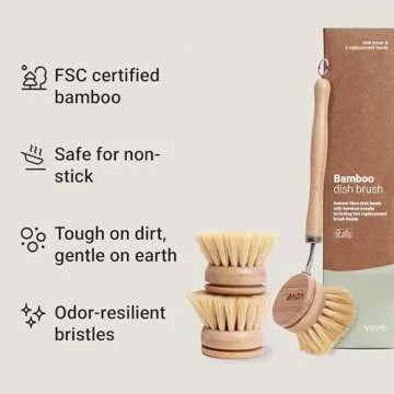 Vove Bamboo Dish Brush - Eco-Friendly & Durable Cleaning Tool