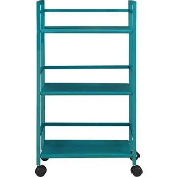 Ameriwood Home Marshall 3 Shelf Metal Rolling Utility Cart, Teal