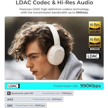 Edifier W820NB Plus Hybrid Active Noise Cancelling Headphones - LDAC Codec - Hi-Res Audio Wireless &...