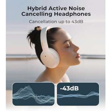 Edifier W820NB Plus Hybrid Active Noise Cancelling Headphones - LDAC Codec - Hi-Res Audio Wireless & Wired - Fast Charge - Over Ear Bluetooth V5.2 Headphones for Travel/Home/Office- Ivory