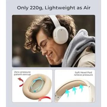 Edifier W820NB Plus Hybrid Active Noise Cancelling Headphones - LDAC Codec - Hi-Res Audio Wireless & Wired - Fast Charge - Over Ear Bluetooth V5.2 Headphones for Travel/Home/Office- Ivory