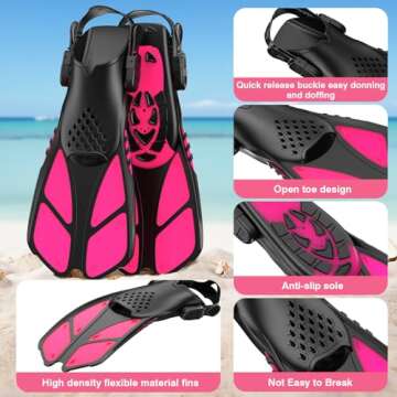 Kids Snorkel Mask Fins Set for 3-8 Years Old Boys Girls Youth Junior with Carrying Bag for Snorkelin...