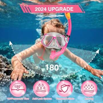 Kids Snorkel Mask Fins Set for 3-8 Years Old Boys Girls Youth Junior with Carrying Bag for Snorkeling Swimming Freediving