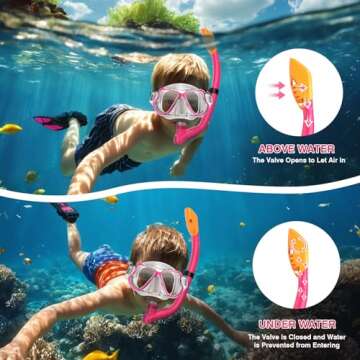 Kids Snorkel Mask Fins Set for 3-8 Years Old Boys Girls Youth Junior with Carrying Bag for Snorkeling Swimming Freediving