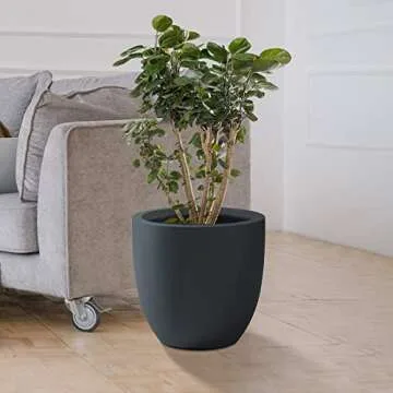 Kante 13.4" Round Concrete Planter for Home and Garden