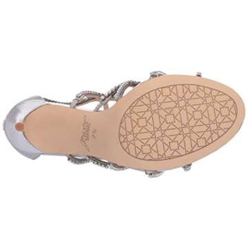 Jewel Badgley Mischka Women's DELANCEY Sandal, silver satin, 6 M US