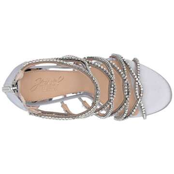 Jewel Badgley Mischka Women's DELANCEY Sandal, silver satin, 6 M US