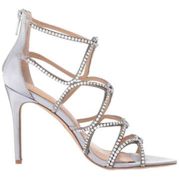 Jewel Badgley Mischka Women's DELANCEY Sandal, silver satin, 6 M US