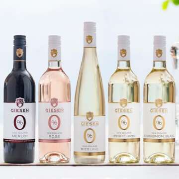 Giesen Non-Alcoholic Wine 12-Pack: Sparkling Brut, Pinot Grigio, Riesling, Sauvignon Blanc, Premium Red, and Rosé - Exceptional Dealcoholized Wine Collection