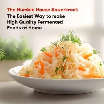 Humble House 1/2 Gallon Ceramic Sauerkraut Fermentation Crock With Lid, Glazed Weights, & Pounder Sauerkrock 2 Liter Red Fermenting Crock Jar Kit For Pickling Cabbage, Kimchi, Pickles, Vegetables
