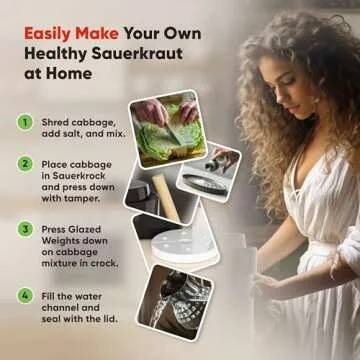 Humble House 1/2 Gallon Ceramic Sauerkraut Fermentation Crock With Lid, Glazed Weights, & Pounder Sauerkrock 2 Liter Red Fermenting Crock Jar Kit For Pickling Cabbage, Kimchi, Pickles, Vegetables