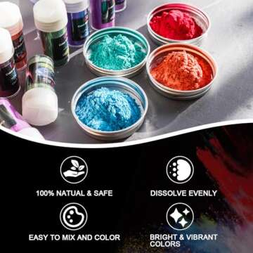 LET'S RESIN 60 Colors Mica Powder,Natural Pearlescent Pigment Powder for Epoxy Resin/UV Resin for Ca...