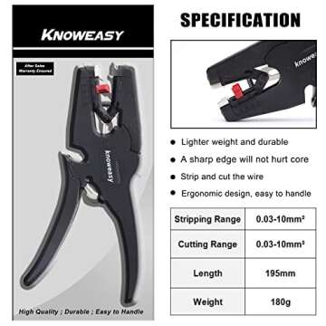Wire Stripper, knoweasy Wire Stripper Tool with Cutter and 2 in 1 Wire Stripping Tool Works for Elec...