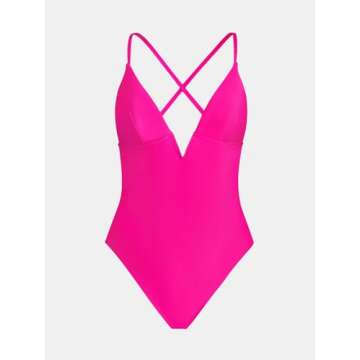 CUPSHE Women One Piece Swimsuit Deep V Neck Adjustable Strap