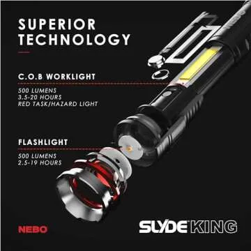 NEBO Slyde King 500 Lumen Flashlight & Work Light
