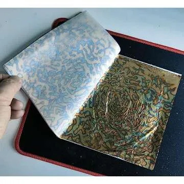 JINRUISI Variegated Gold Foil Leaf 50 Sheets Booklet Colorful Imitation Gold Leaf Gilding Craft Decoration Art (Starry Sky Gold)