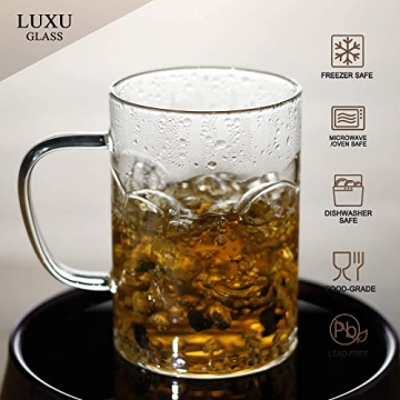 LUXU Flat Bottom Glass Coffee Mugs Set of 4 Elegant Design