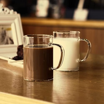 LUXU Flat Bottom Glass Coffee Mugs Set of 4 Elegant Design