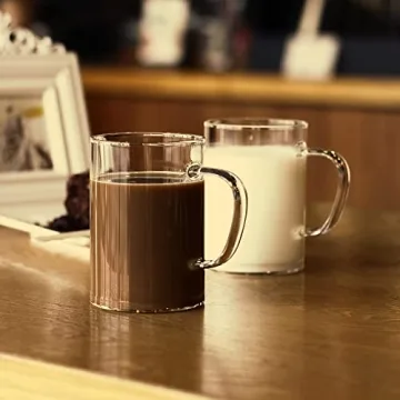 LUXU Flat Bottom Glass Coffee Mugs Set of 4 Elegant Design