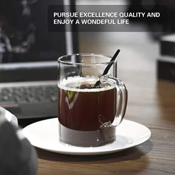 LUXU Flat Bottom Glass Coffee Mugs Set of 4 Elegant Design