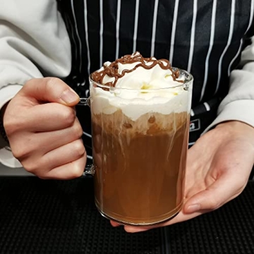 LUXU Flat Bottom Glass Coffee Mugs Set of 4 Elegant Design