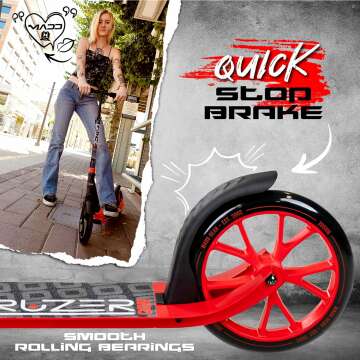 Madd Gear Metro 200 Folding Adult & Teen Scooter - Adjustable, Lightweight, 2-Wheel Commuter Scooter with Large Smooth Rolling Wheels