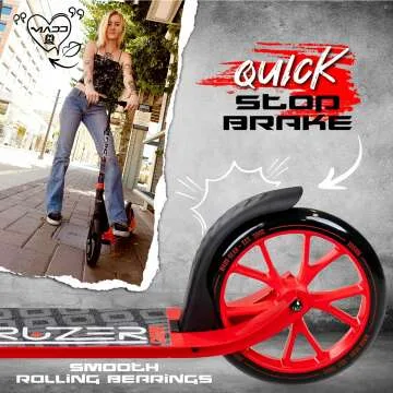 Madd Gear Metro 200 Folding Adult & Teen Scooter - Adjustable, Lightweight, 2-Wheel Commuter Scooter with Large Smooth Rolling Wheels