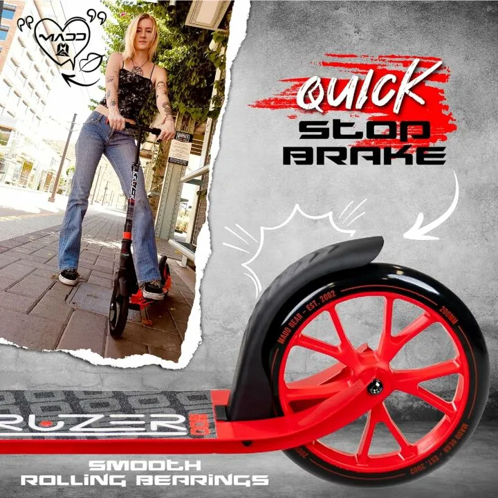 Madd Gear Metro 200 Folding Adult & Teen Scooter - Adjustable, Lightweight, 2-Wheel Commuter Scooter with Large Smooth Rolling Wheels