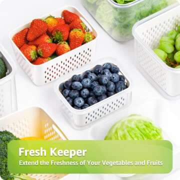 COCOYA 5-Pack Large Fruit Containers - Fresh Produce Storage Keeper