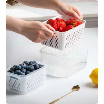 COCOYA 5-Pack Large Fruit Containers for Fridge