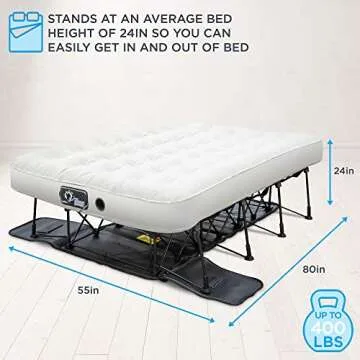 Ivation EZ-Bed (Full Size) Air Mattress with Frame & Rolling Case, Self Inflatable, Blow Up Bed Auto Shut-Off, Comfortable Surface AirBed, Best for Guest, Travel, Vacation, Camping