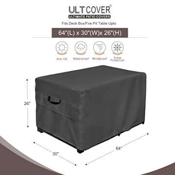 ULTCOVER Patio Deck Box Storage Bench Cover - Waterproof Outdoor Rectangular Fire Pit Table Covers 6...