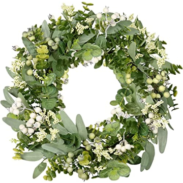 Vlorart Green Eucalyptus Wreath for Front Door - Year-Round Decor